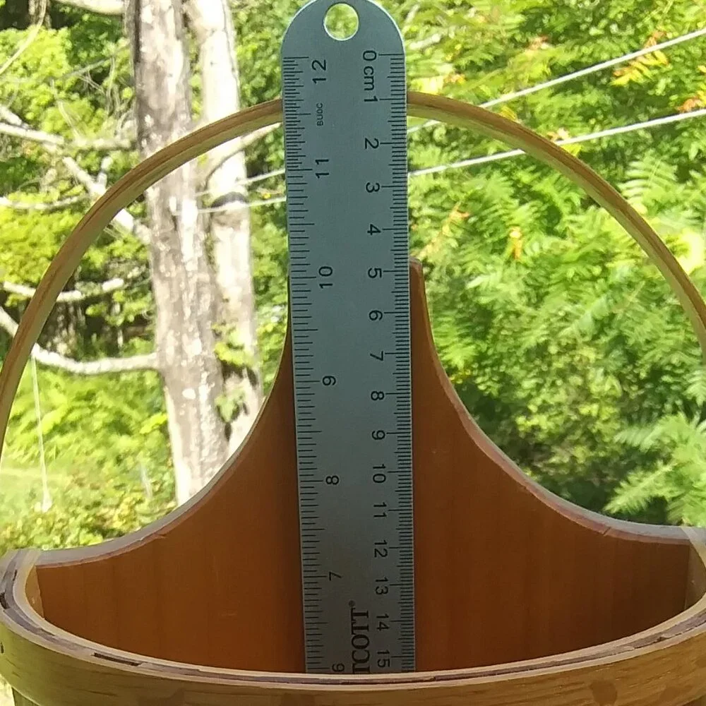 VTG hand crafted artist signed wood half bucket with handle primitive farmhouse